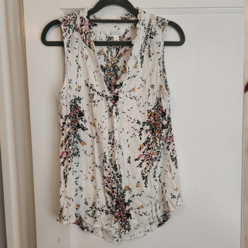 Market & Spruce Floral Tank Blouse Top Medium
